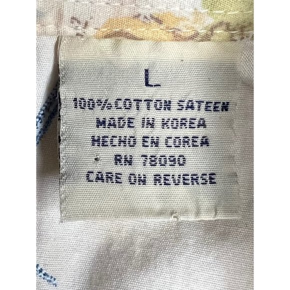 Bamboo Cay Men’s large button front top short sleeve collar Hawaiian print yello - Picture 10 of 12